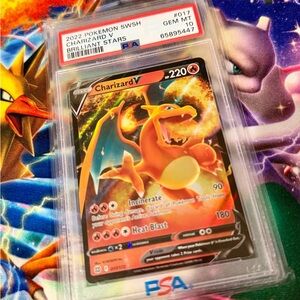 2022 POKEMON SWORD & SHIELD BRILLIANT STARS #017 CHARIZARD V  PSA 10